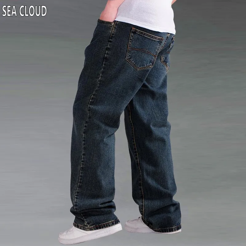 Горячее предложение! 4XL 6xl 8xl 10xl Брендовые брюки, брюки для отдыха и на каждый день, новые стильные Прямые хлопковые мужские джинсовые брюки на молнии - Цвет: Синий