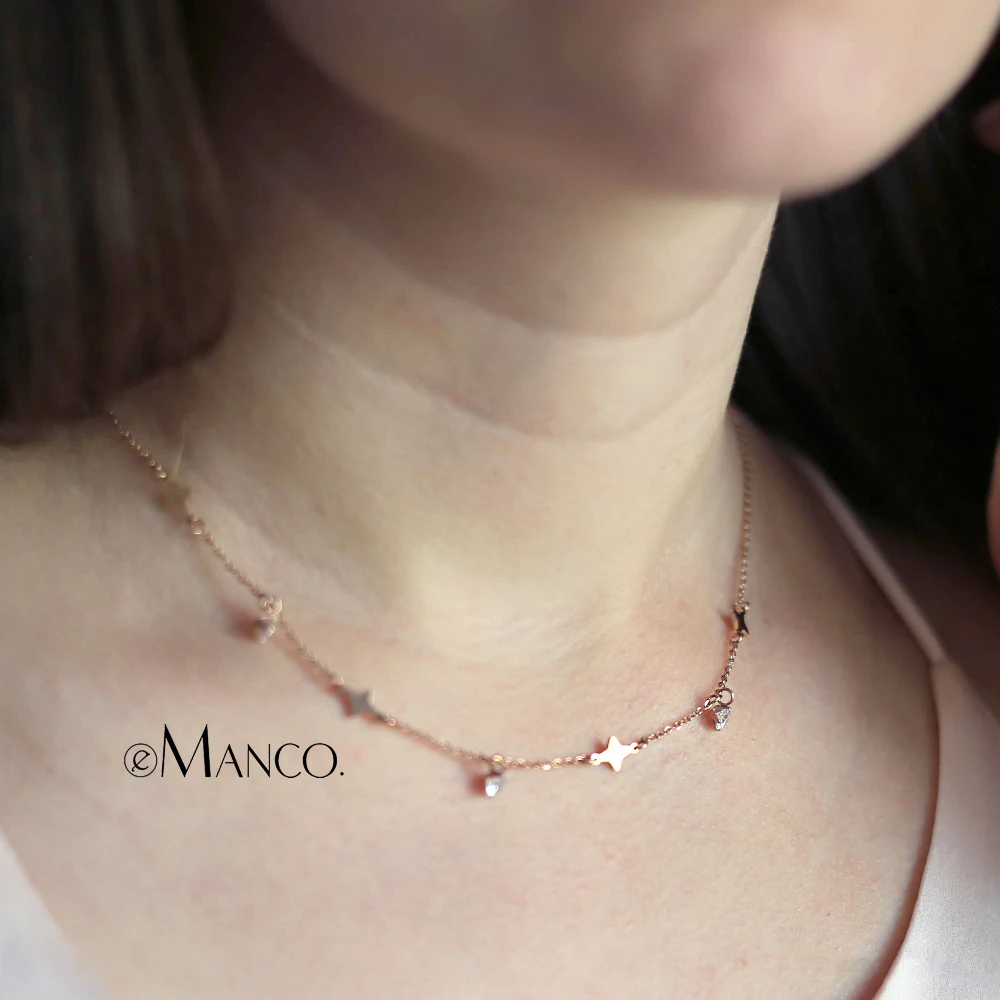 

eManco Star Pendant Necklace Gold Color Stainless Steel Link Chain Necklace Jewelry Fashion for Women Accessory For Best Friend