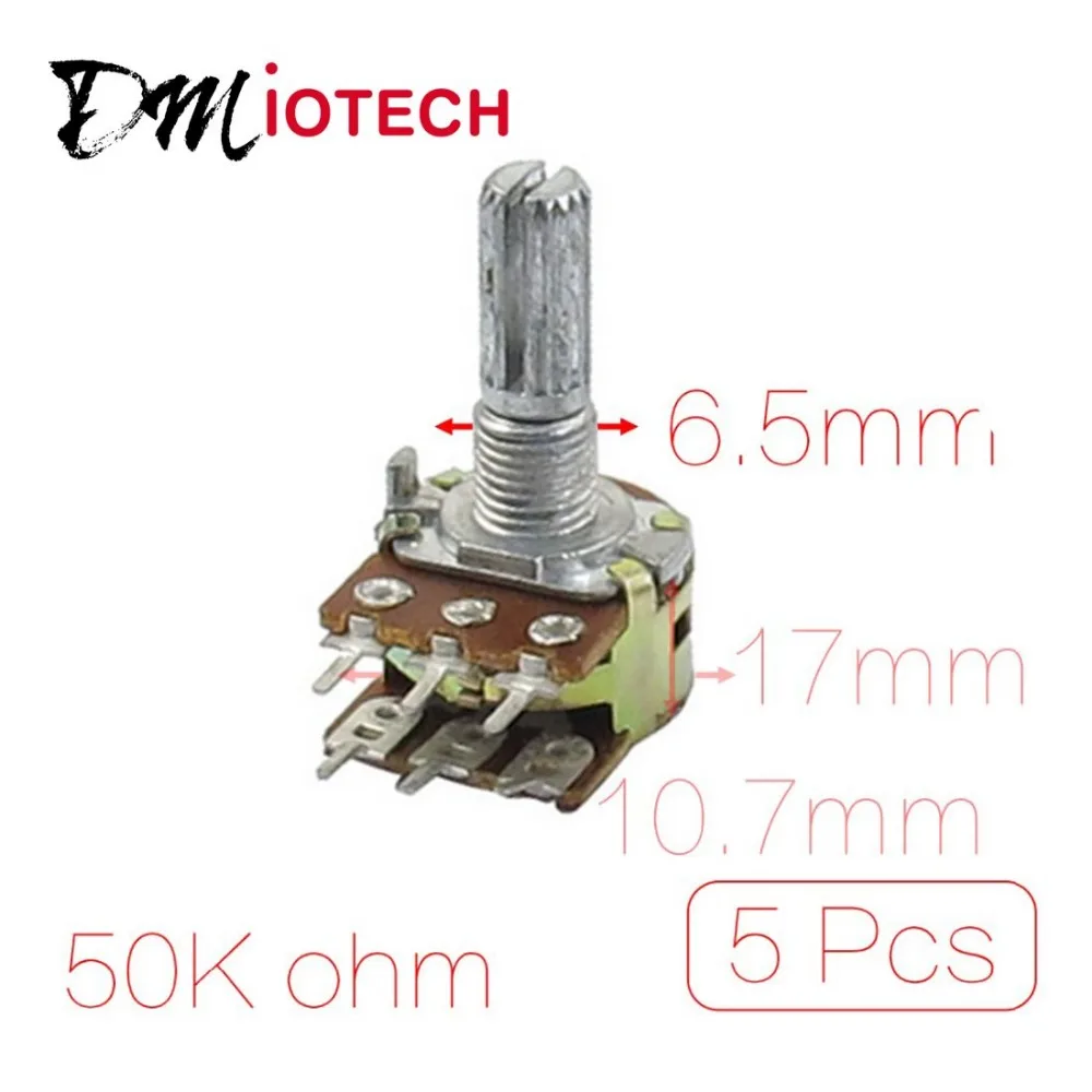 

5 Pcs B50K 50K ohm 6 Pins Split Shaft Rotary Linear Dual Taper Potentiometers