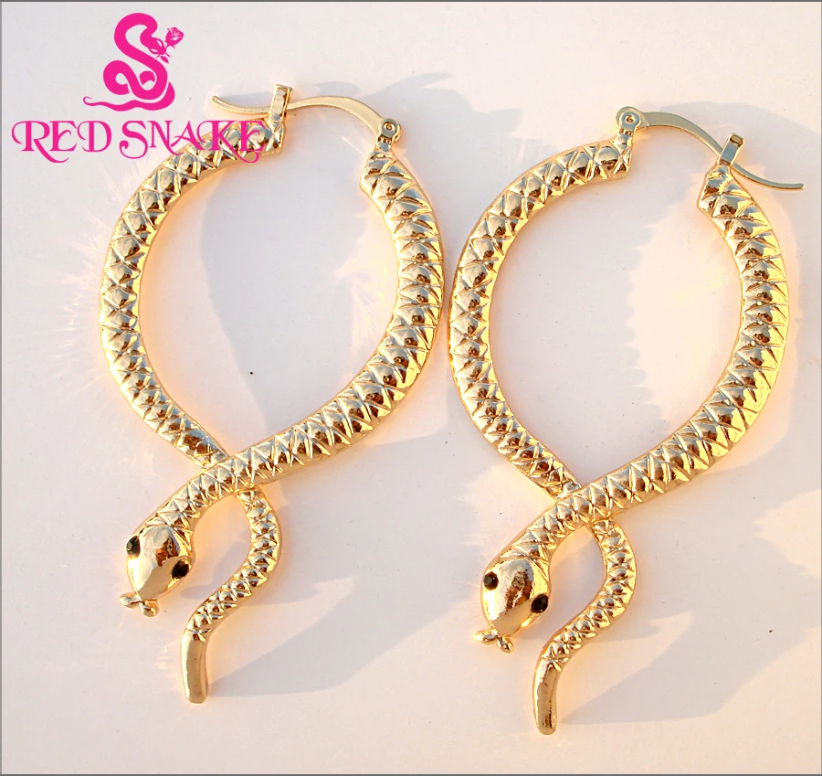 

RED SNAKE High Quality Charming Amazing Gold-color Snake Halloween party Stud Earrings
