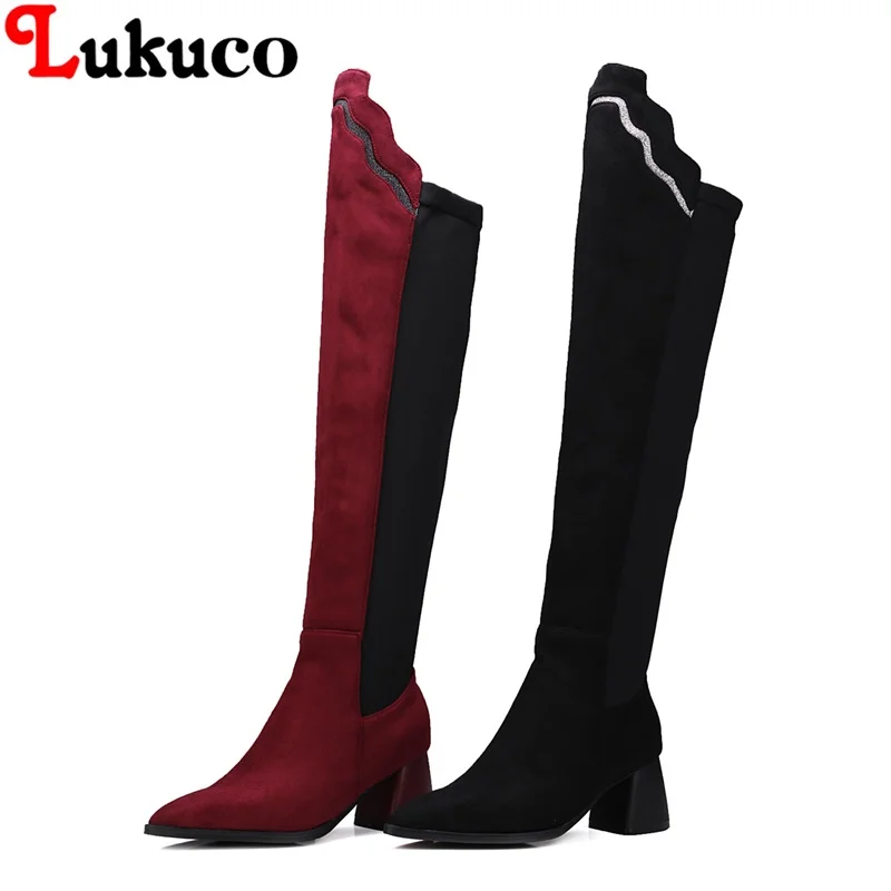 

2018 elegant concise boots large size 36 37 38 39 40 41 42 43 Stretch Fabric design women sexy shoes real pictures free shipping