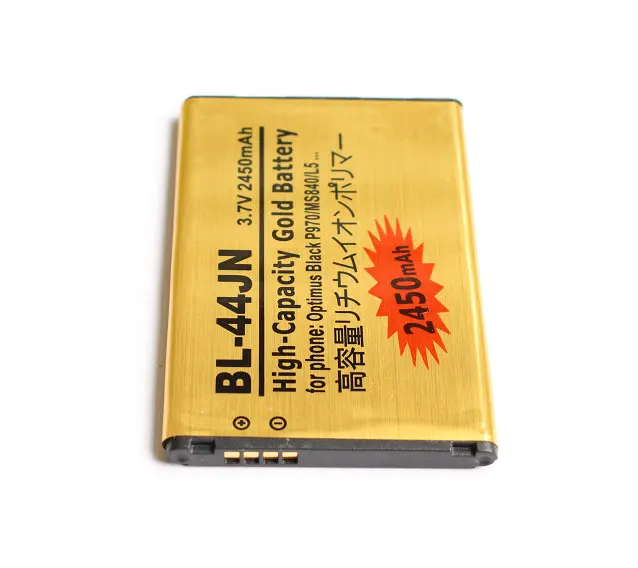10 шт./лот 2450 мАч BL 44JN Gold Сменный аккумулятор для LG Optimus Black P970 MS840 L5 P690 P693 P698 E510 E610 E615