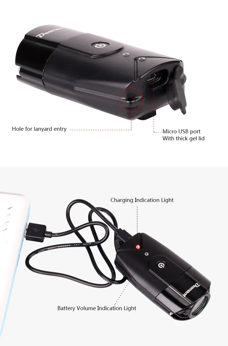 Flash Deal Deemount BCL-210 Bicycle Headlight Cycling R3 L2 LED Front Lighting USB Charge Touch Switch Water Proof Handlebar Lantern 5