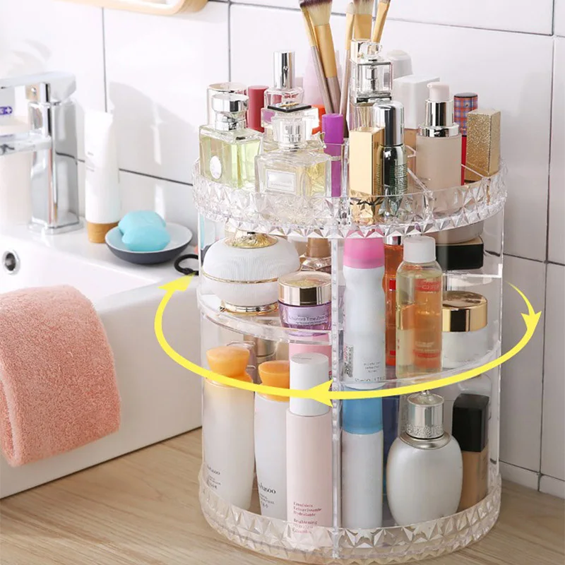 

Rotating Acrylic Transparent Cosmetic Storage Box with Multi-layer for Daily Use OA66