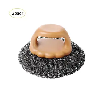 

2PCS Kitchen Cleaning Steel Wire Brush Home Handle Wash Pot Brush Mesh Dish Washing Brush Grill Brush For Kitchen Cleaning J2