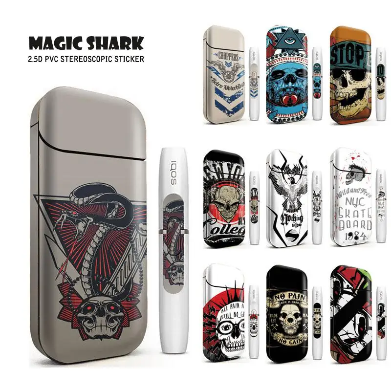 

Magic Shark Stereo Skull Sticker Film Printing Label Sticker Skin for IQOS 2.4 Plus Universal Electronic Cigarette Cover Case