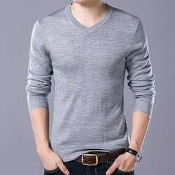 CYSINCOS Mens Autunm Thin Wool Sweater Office Man Solid Color Sweater Long Sleeve V-Neck Slim Fit Male Casual Sweater Pullover CYSINCOS Mens Autunm Thin Wool Sweater Office Man Solid Color Sweater Long Sleeve V-Neck Slim Fit Male Casual Sweater Pullover