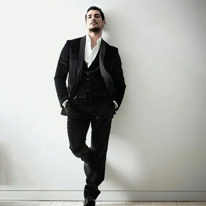 

Latest Coat Pant Designs Black Wedding Suits for Men Groom Tuxedo Shawl Lapel 3Piece Costume Homme Slim Terno Masculino Jacket