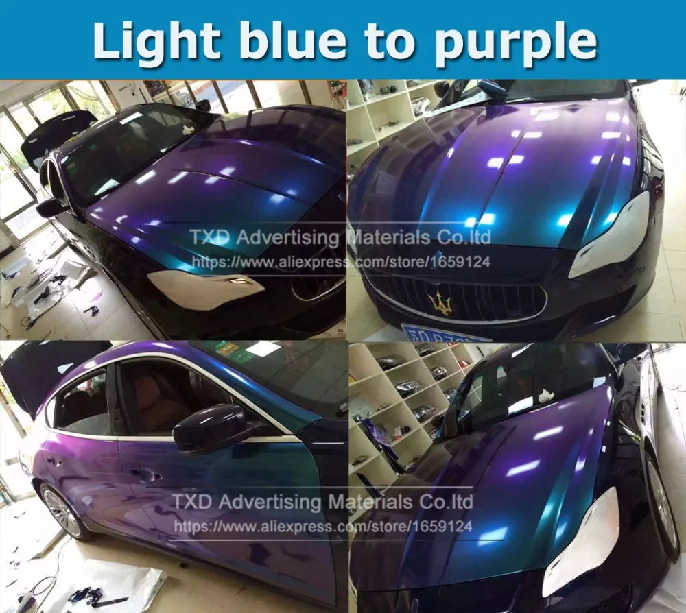 5 м/10 м/15 м/20 м X 152 см/светильник в рулоне с синим до фиолетовым жемчугом глянцевая виниловая пленка с эффектом хамелеона пленка с воздушными пузырьками блестящая автомобильная пленка