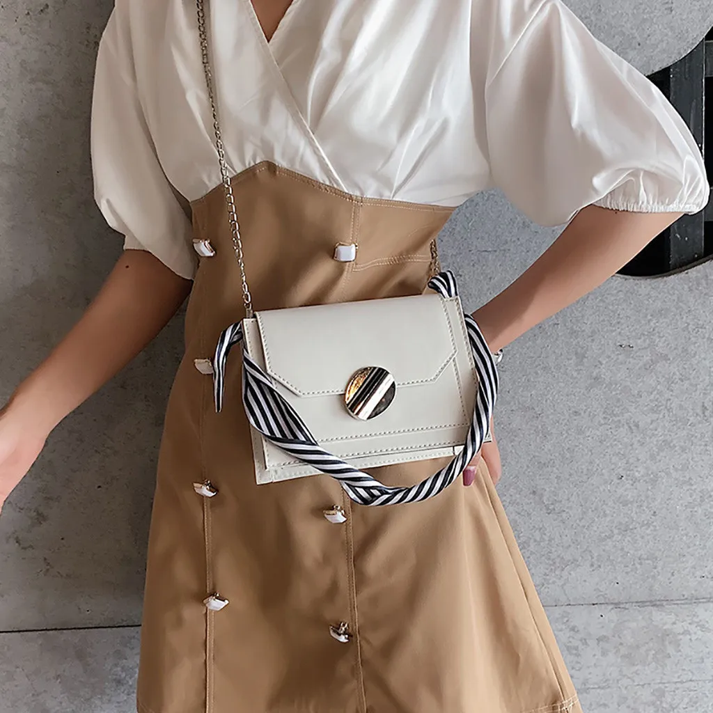 

MUQGEW Women's Bag Cross body Hasp Box Chain With Scarf NEW Buckle Cover Flap Shoulder Small Square Messenger Bag bolsa feminina