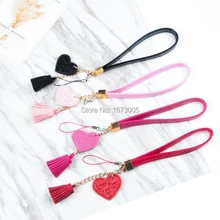 Искусственная кожа мобильный телефон ремни горный хрусталь бисером смартфон Key Holder Кольцо шнурки смартфон аксессуар шнур телефона вручную из бечёвки