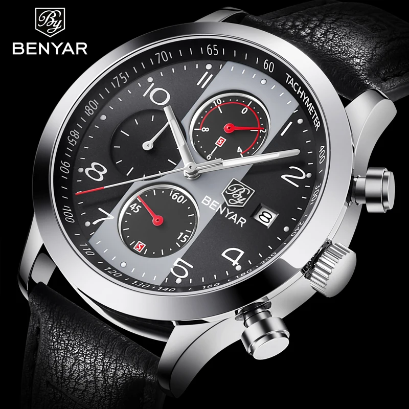 BENYAR мужские часы Топ бренд класса люкс мужские часы кварцевые/Военные/часы хронограф кожаные мужские часы Montre Homme