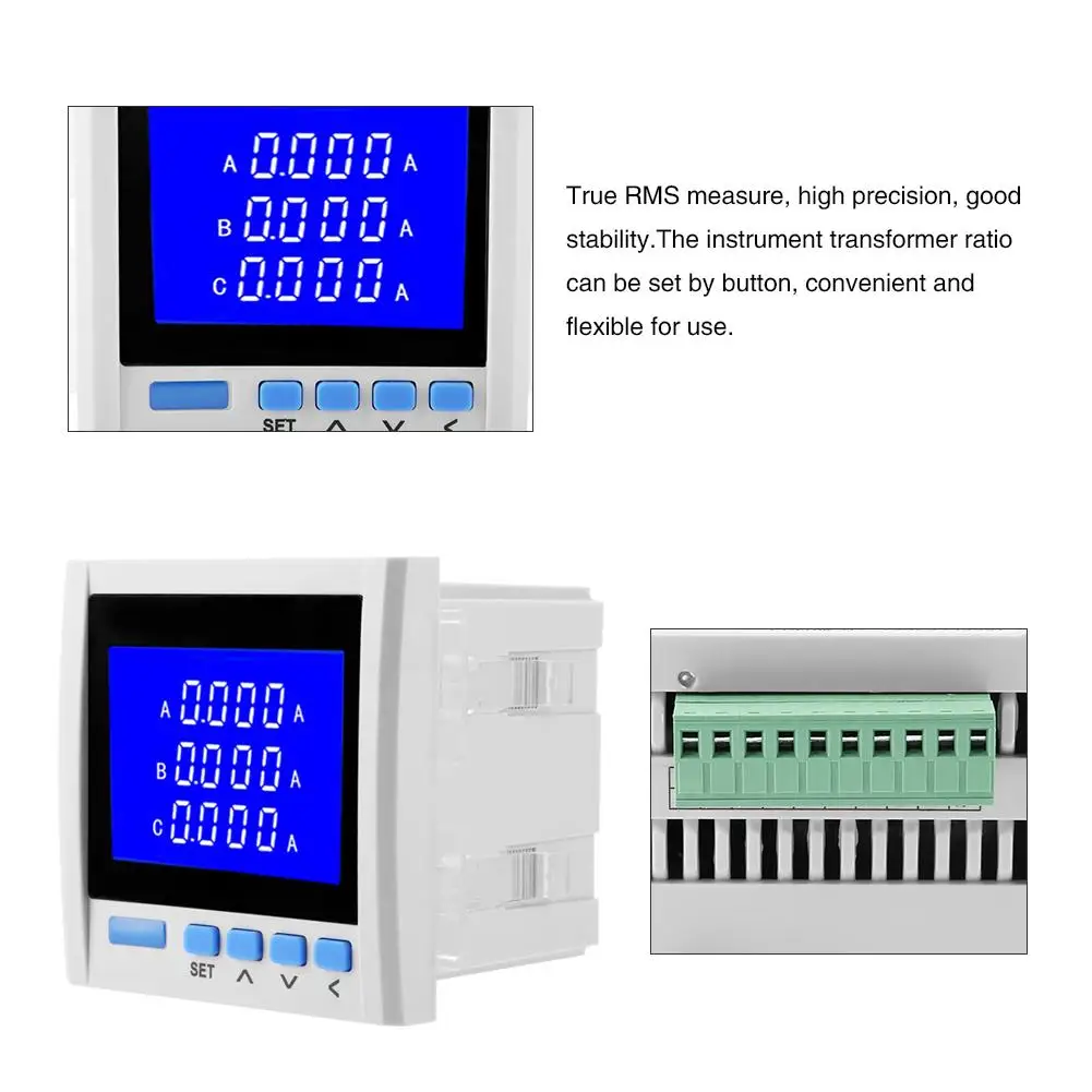 Цифровой трехфазный мульти-Функция Напряжение ток вольтметр Амперметр умный прибор высокое качество