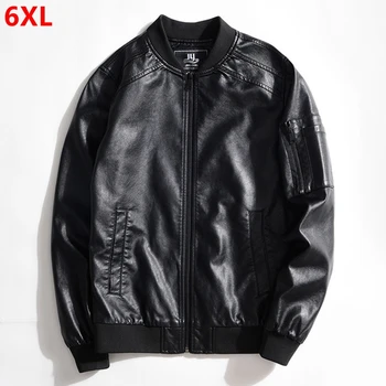 

Men's youth PU leather men's large size extra large men's jacket plus fertilizer to increase loose leather jacket 6XL 5XL