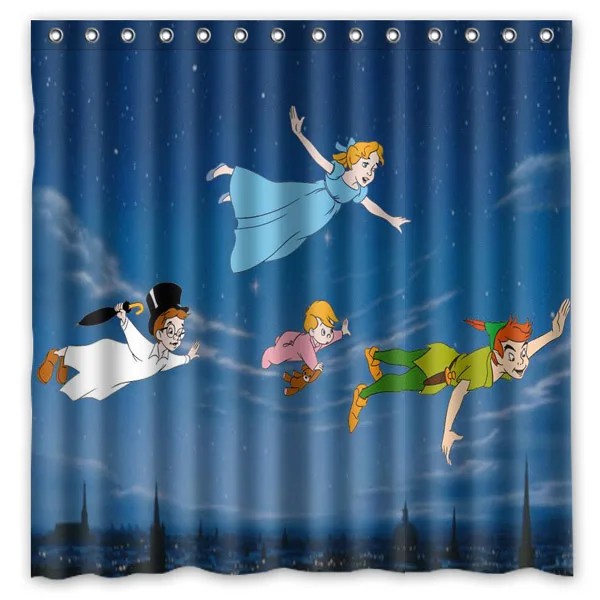 peter pan Waterproof Shower Curtain Custom Polyester Bathroom Curtains
