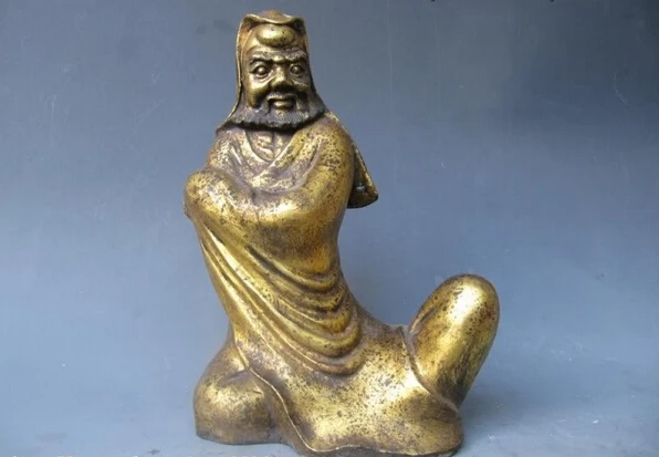 

Collectible bronze lion statue S1170 11"Tibet Buddhism Folk Temple Old Bronze Gild Dharma ancestor Buddha Statue (B0328)