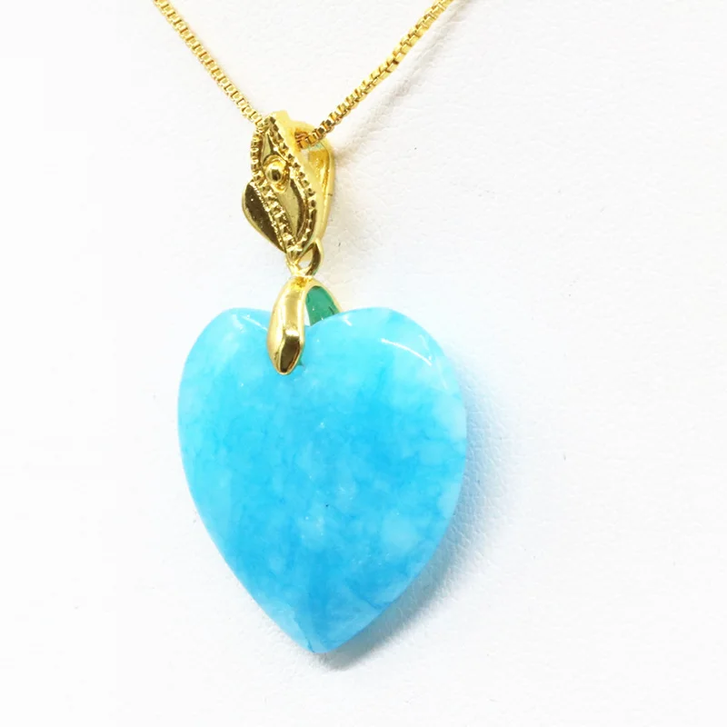 Женское колье из халцедона с подвеской 25 мм|pendant stainless|heart shape pendantnatural stone heart pendant |