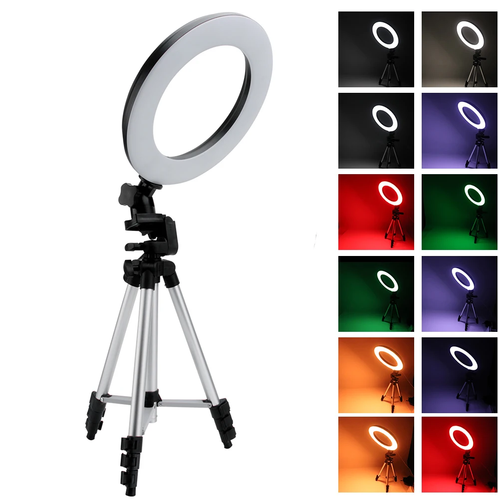 

10in Dimmable RGB LED Studio Camera Ring Light Photo Phone Video Light Fill Light Stepless Dimming Photography Light with Tripod
