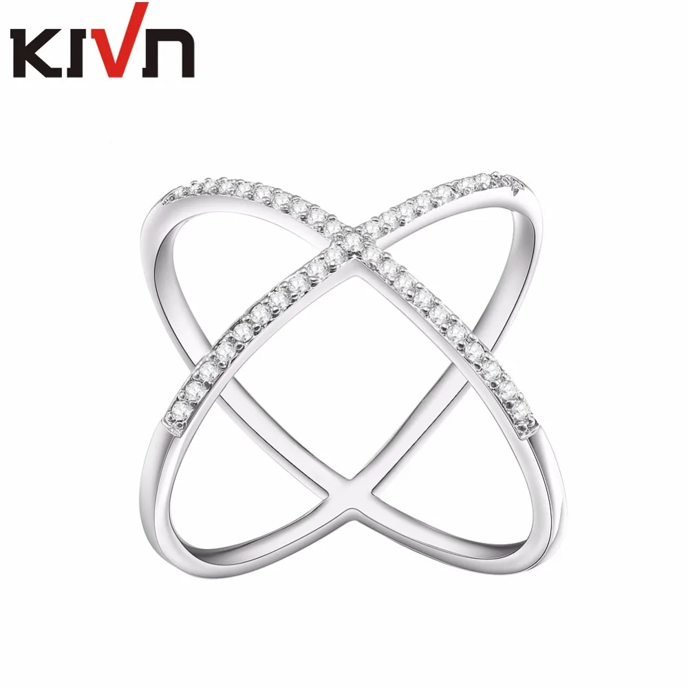 Модные ювелирные украшения KIVN перекрестные фианиты X кольца для женщин рекламные