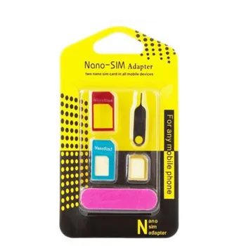 

5 in 1 Metal Micro SIM Card To Standard Adapter Converter Set Card Slot SIM Card adapter For iPhone Android Mobile