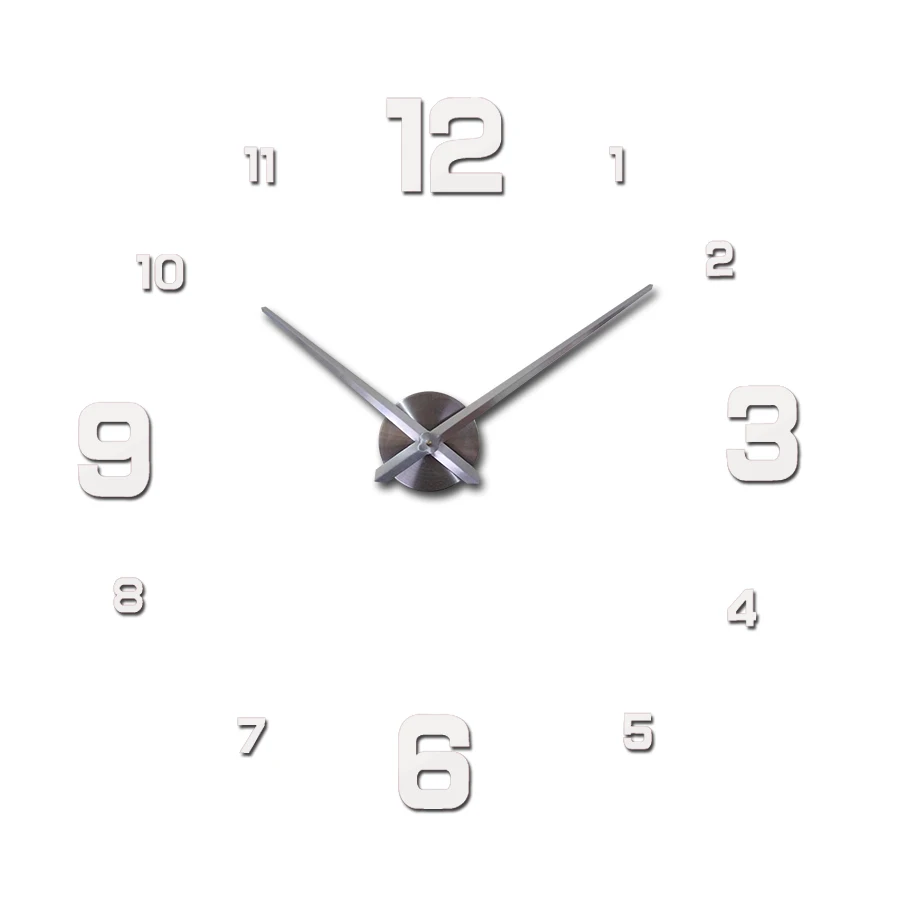 Настоящие новые часы 3d настенные часы diy зеркальные настенные наклейки современная гостиная Кварцевые Металлические Часы Украшение дома часы - Цвет: Белый
