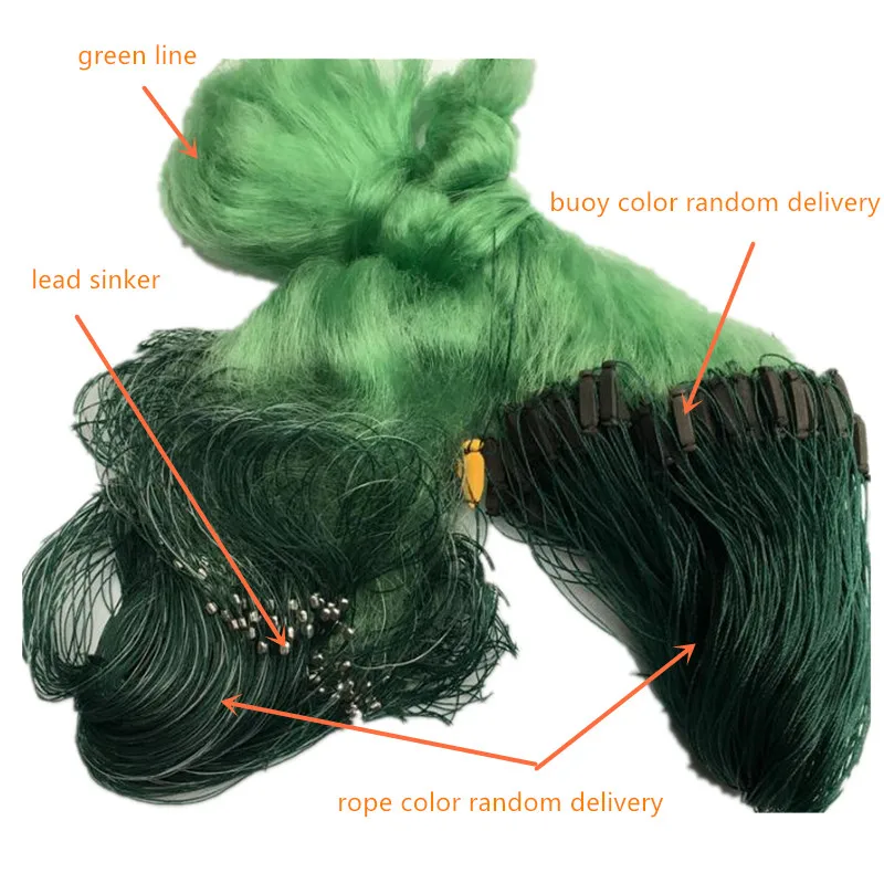 POUI COME DREAM H1m L90m 3cm mesh monofilament nylon fishing net 3layer green fishing network gill net fishing trap rede outdoor