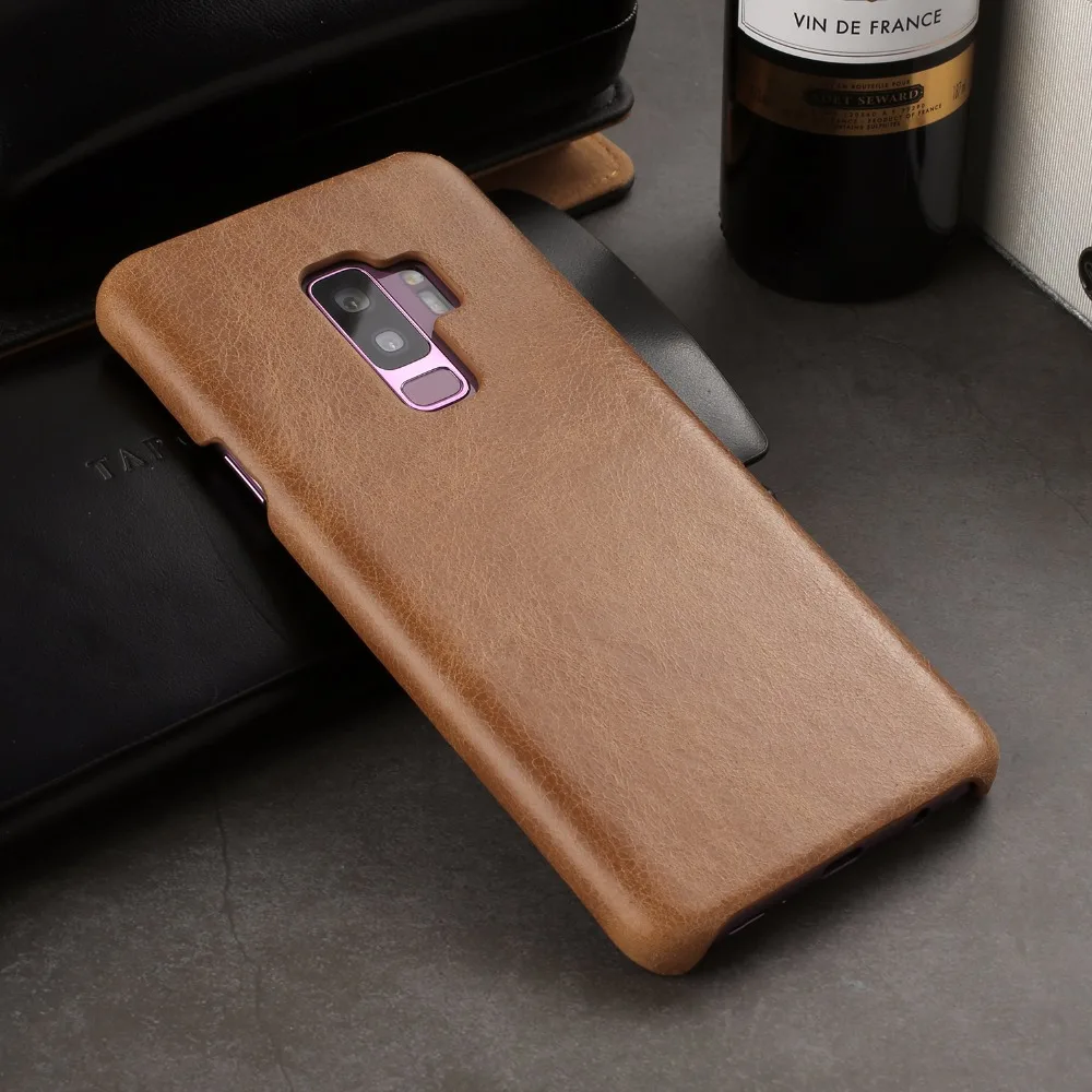 

Suta S9 plus case cow Leather genuine leather Luxury Matte Hard Phone Cases For Sumsung galaxy S9PLUS slim back cover holder