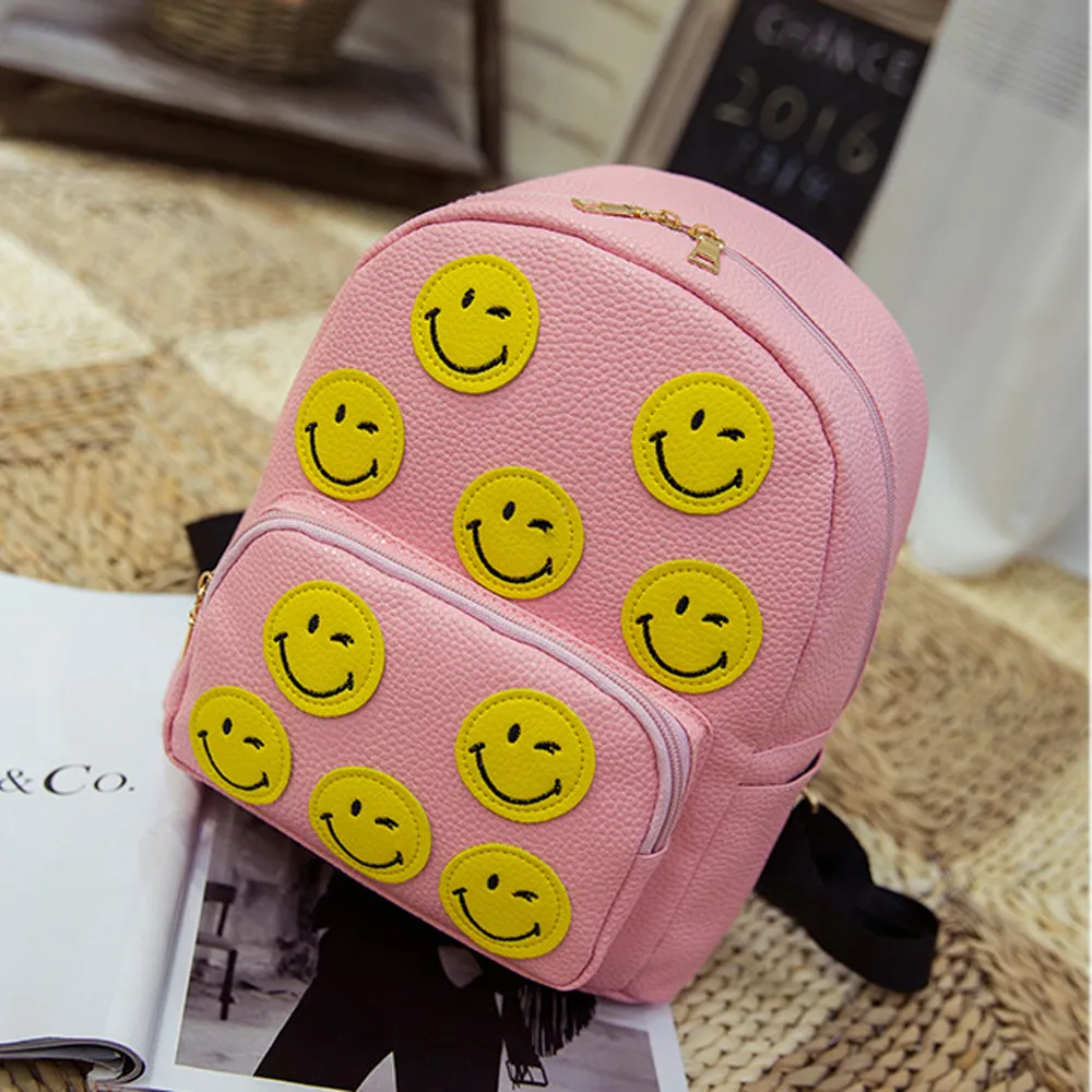 Fashion Women Backpack Smile Emoji Design Casual Backpack Emoticon