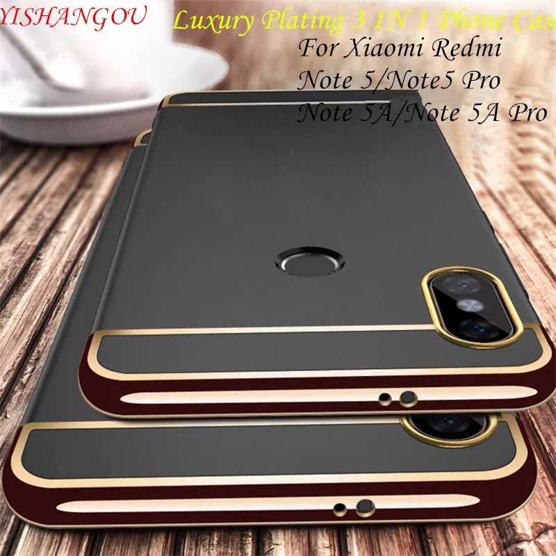 

YISHANGOU Case For Xiaomi Redmi Note 5 5A Luxury Plating 3in1 Hybrid Frosted PC Cases For Redmi Note 5A 5 Pro Full Protect Cover