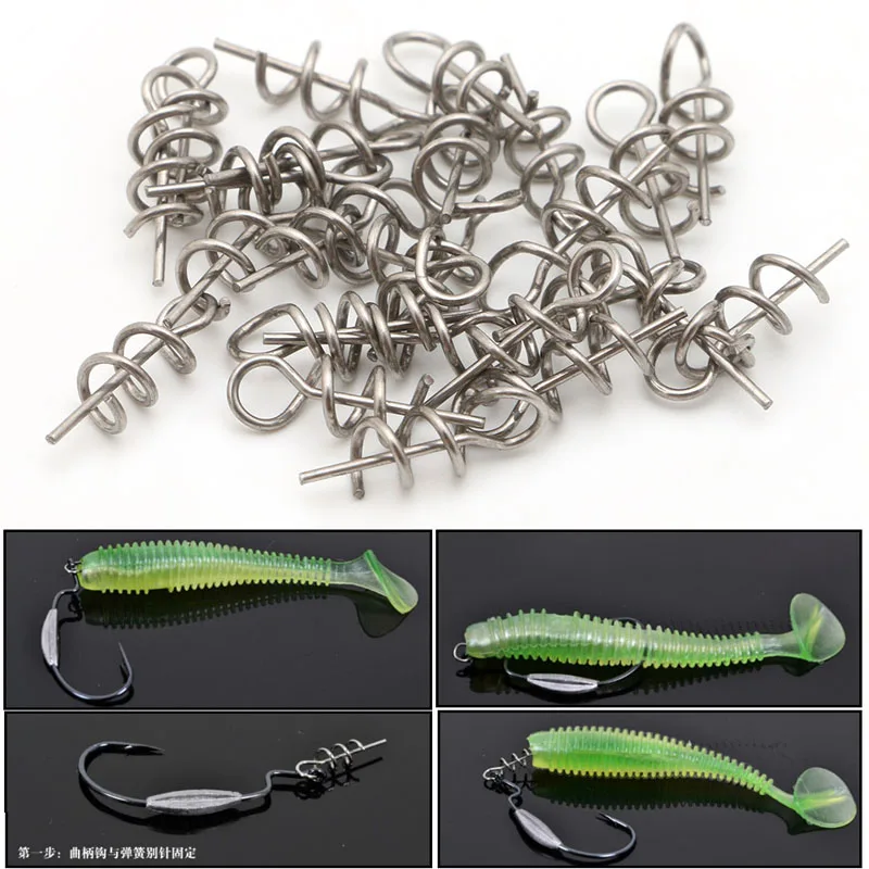 

25Pcs Fishing Lures Pin Spring Fixed Latch Needle Soft Worms Bait Hook Connector