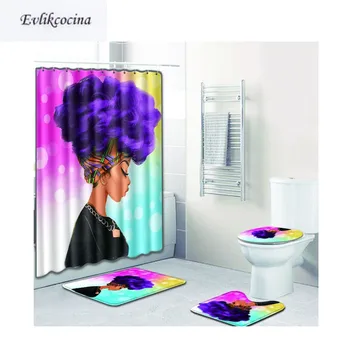 

Free Shipping Color Sky African Woman Casa De Banho Banyo Bathroom Carpet Toilet Bath Mats Set Tapis Salle De Bain Alfombra Bano