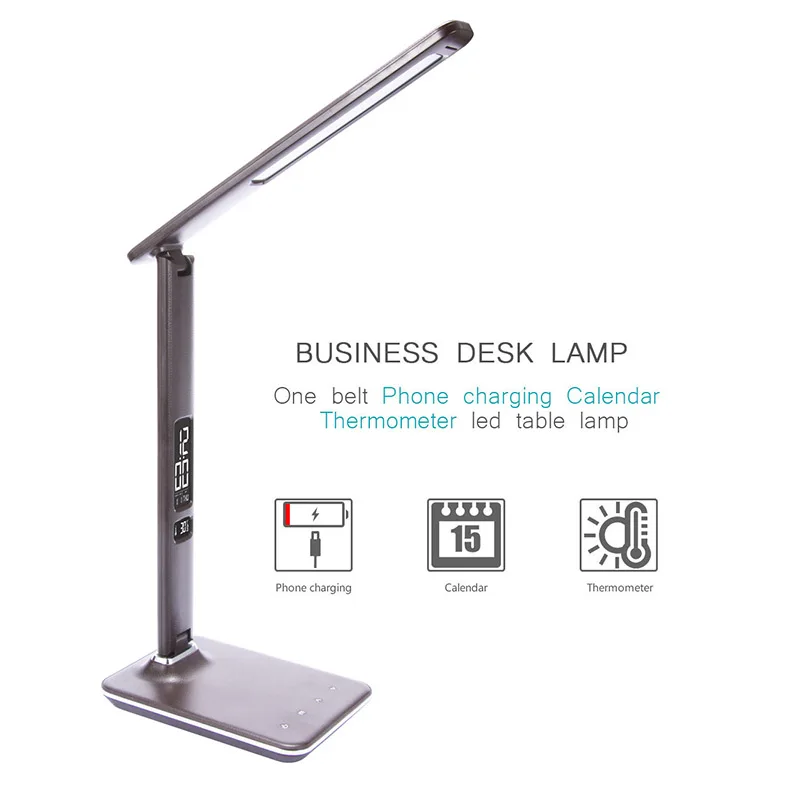 

Artpad USB Charge 5 Level Brightness Dimmer Modern Led Desk Lamp for Office Business Gift Table Lamp with Alarm Clock/Calendar