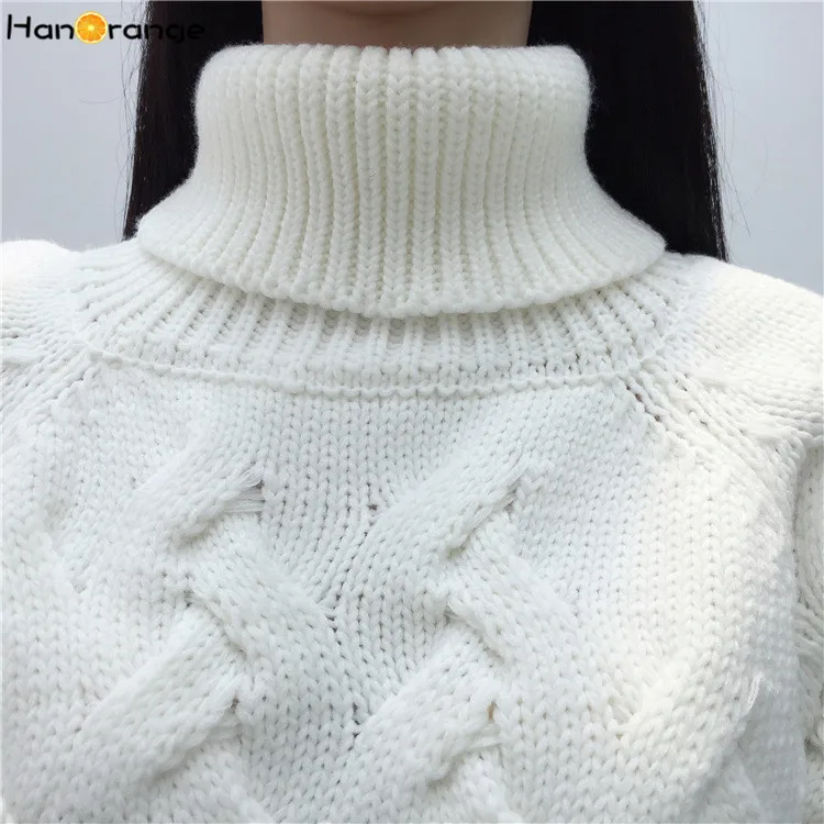 HanOrange Autumn Winter Korean Turtleneck Thick Loose Twist Long Women Sweater White/Red/Black HanOrange Autumn Winter Korean Turtleneck Thick Loose Twist Long Women Sweater White/Red/Black