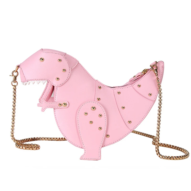

Rivet Personality Dinosaur Design Fashion Leather Cross body Mini Messenger Bag Women Chain Purse Female Handbags Bag