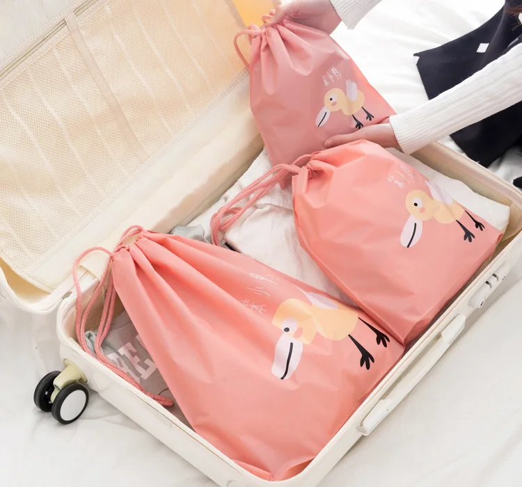 3pcs/Lot Waterproof Cosmetics Storage Bag Organizer Dust-proof Rope Travel Wash Drawstring Bags Cartoon Makeup Bag Necessaire