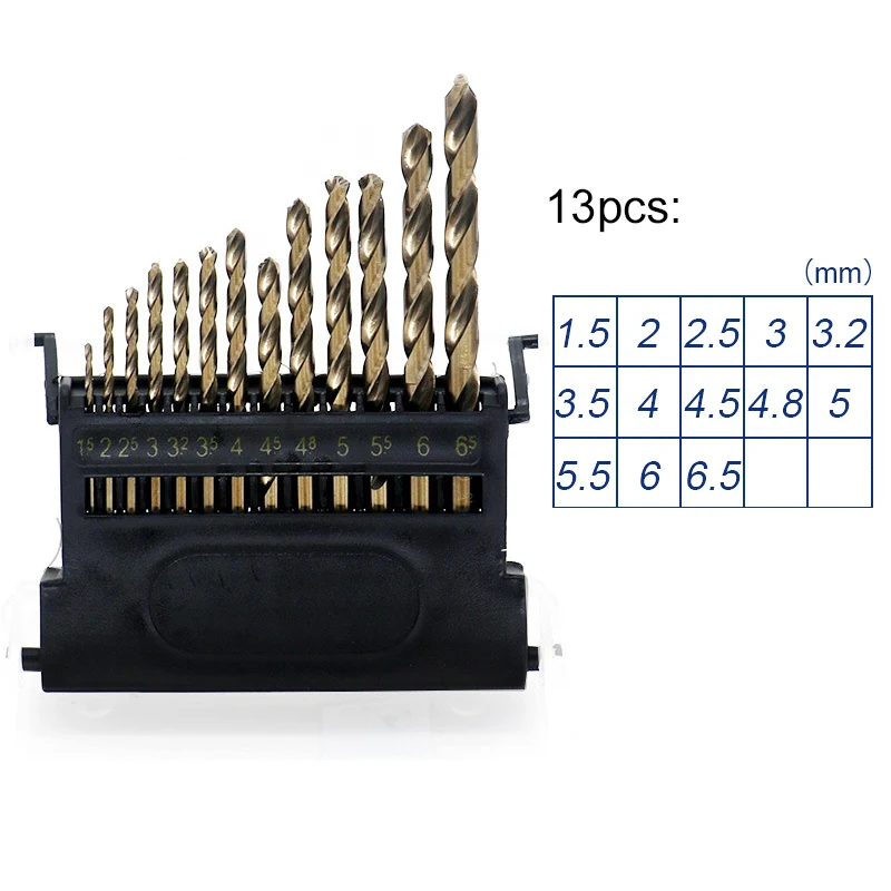 M42 HSS набор спиральных сверл для металла содержит 8% Кобальт медь железо алюминий дерево нержавеющая сталь буровые коронки - Цвет: 13pcs Twist Drill