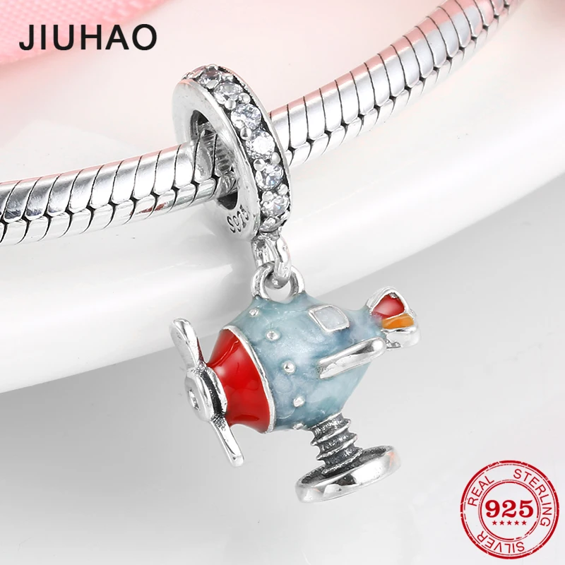 

2019 New 925 Sterling Silver colorful Endless fun Helicopter charm beads Fit Original Charms Pandora Bracelets jewelry making