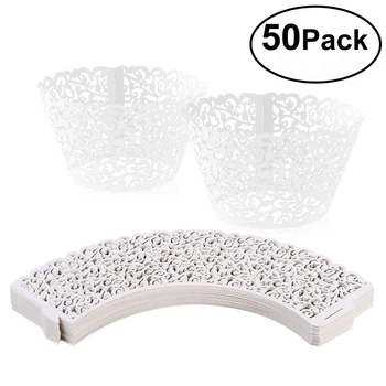 

50pcs Laser Cut Cupcake Wrappers Decor Wedding Birthday Party Baby Shower Wrap