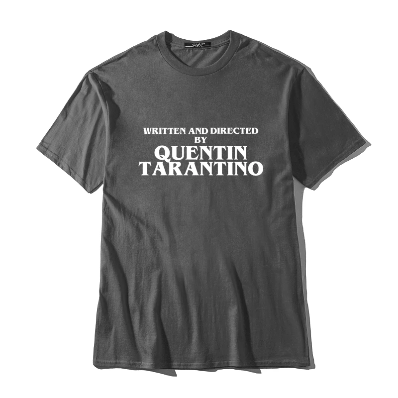 Написанная и направленная Квентин Тарантино Мужская футболка уличная хип-хоп футболка одежда Женская Мужская хлопковая футболка желтая забавная футболка - Цвет: Dark Grey