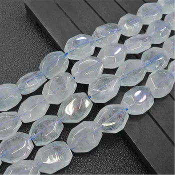 

Faceted Freeform Blue Aquamarines Beads Natural Stone Beads For Jewelry Making Beads 15'' Needlework DIY Beads Trinket For Women