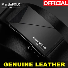 MartinPOLO, деловые мужские кожаные ремни, автоматическая пряжка из сплава, Воловья кожа, мужской ремень из натуральной кожи, мужской ремень MP01401P