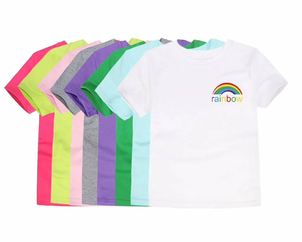 

TINOLULING Kids Child Tops Tees Children T-shirts for Boys Short Sleeve Summer T Shirts Girls Rainbow Family Match T Shirts 1-14