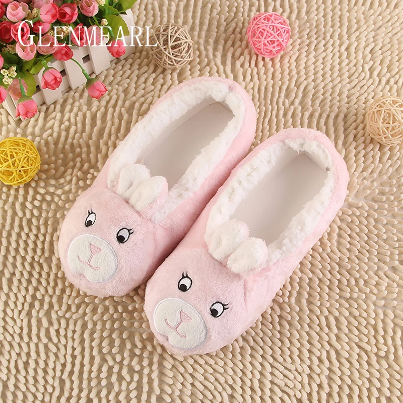 

Women Slippers Indoor Shoes Winter Warm Home Slippers Flat Shoes Non-slip Cute Animal Shape Colorful Flats Soft Sole Plus SizeDE