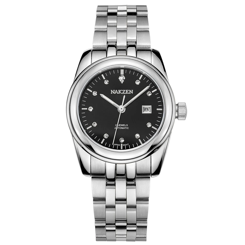

2017 NAKZEN Brand Sapphire Crystal Mirror Mechanical Watches Ladies Automatic Watch Stainless Steel Calendar Female Wirstwatch