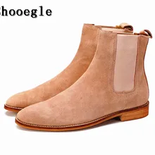 SHOOEGLE/мужские ботинки «Челси»; нескользящие ботильоны; модные замшевые мотоциклетные ботинки; классическая мужская обувь без шнуровки; chaussure homme