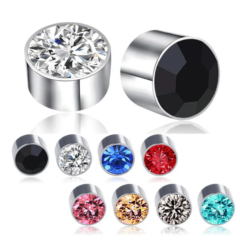 

Unisex Non Piercing Clip on Strong Magnetic Magnet Crystal Cubic Zircon Ear Stud Earrings Gift for Boyfriend Lover Jewelry