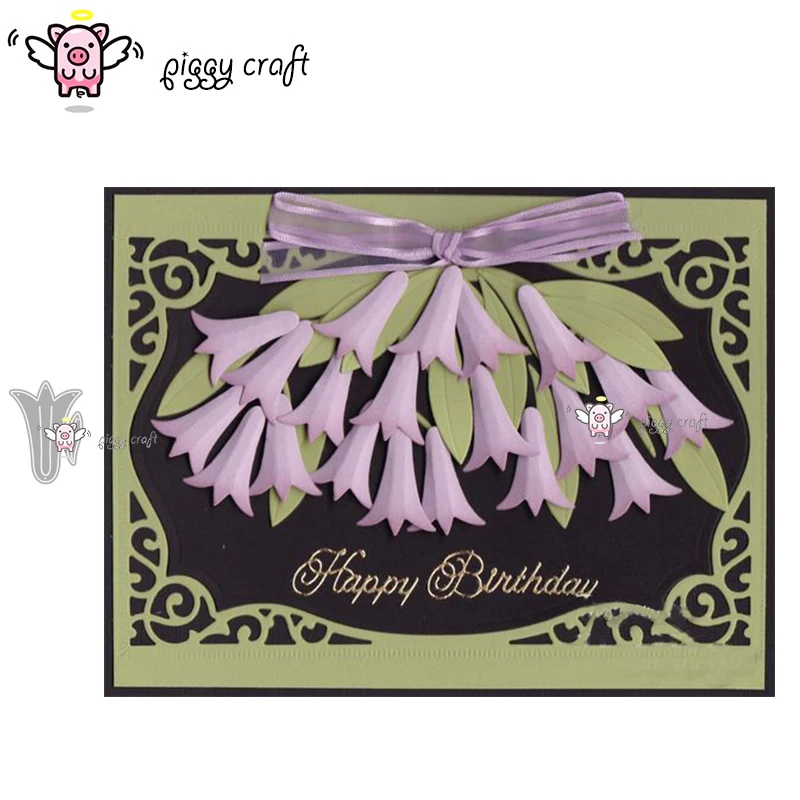 

Piggy Craft metal cutting dies cut die mold Bell Floral flower Scrapbook paper craft knife mould blade punch stencils dies