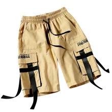 Модный стиль Для мужчин лето на открытом воздухе Повседневное несколько карманов ленты Комбинезоны шорты высокого качества W419