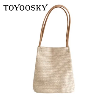 

TOYOOSKY Straw Bag Summer Beach Handbag Women Causal Shopping Travel Bag Large capacity Woven Shoulder Bags Pouches Bolsa