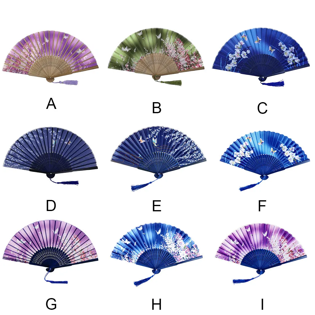 

Folding Fans Handheld Fans Bamboo Fans Women's Hollowed Bamboo Hand Holding Fan